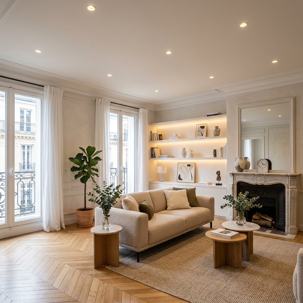 Éclairage LED salon intérieur moderne